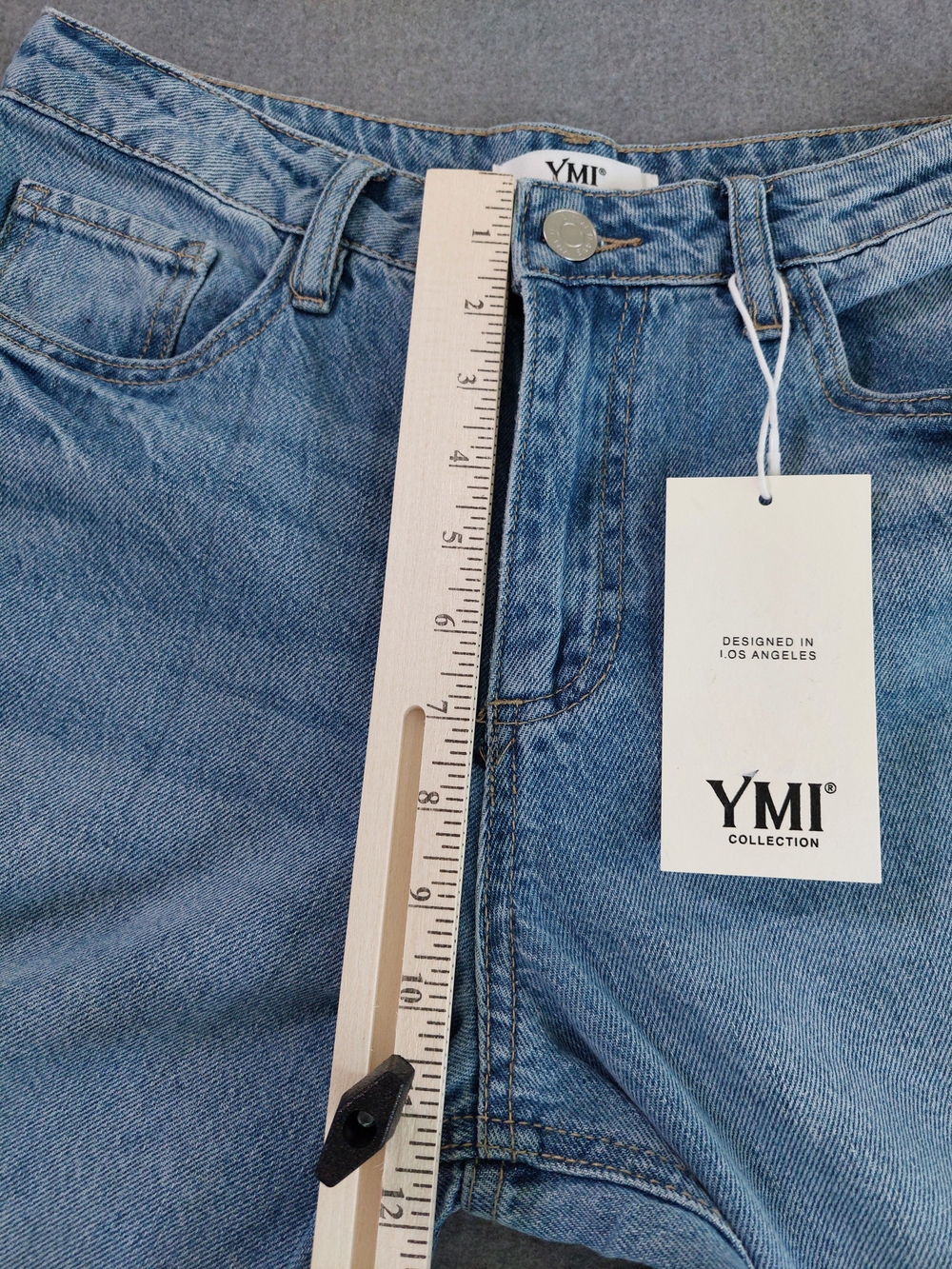 NWT YMI Studded Relaxed Wide Leg Jeans Medium Tint Size 7 28 High Rise Jeans - Picture 5 of 12